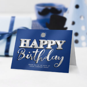 Logo Navy Blue Silver Letting Business Geburtstag Karte