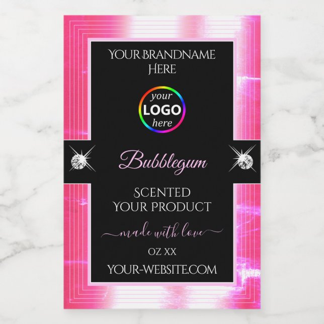 Logo noir brillant Girly rose Étiquette de produit (Étiquettes simples)
