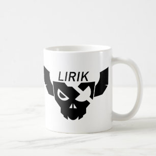Logo noir de Lirik sur la tasse blanche