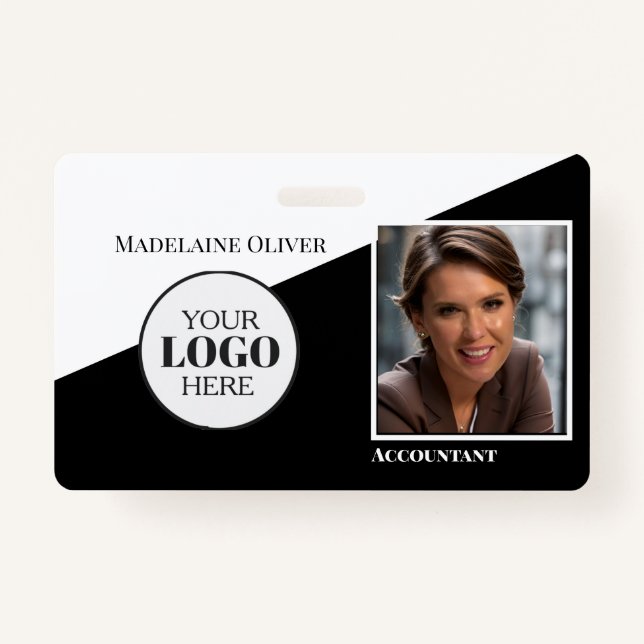 Logo noir et blanc moderne - Badge d'ID photo de l (Devant)