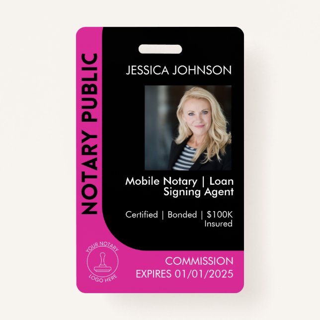 Logo noir et rose minime - Photo Badge QR (Devant)