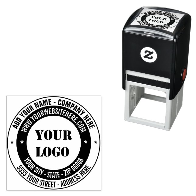 Logo oder Foto Adresse Farbe Runder Stempel Beispi (Beispiel)