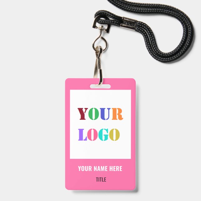 Logo oder Foto Name Info Geschäft Badge Beispiel h Ausweis (Vorderseite mit Lanyard)