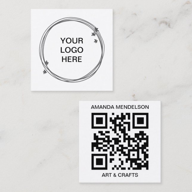 Logo oder Foto und QR-Code-Visitenkarte Quadratische Visitenkarte (Vorne/Hinten)