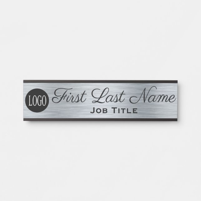 Logo Office Door Signieren Eleganter Silver Look Türschild (Vorderseite )