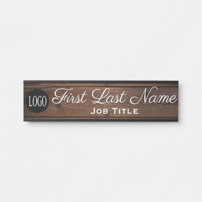 Logo Office Dose Signieren Elegantes Holz-Grain-Lo Türschild (Vorderseite )