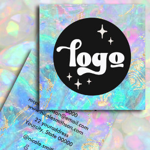 Logo-Opal-Textur und falsche Golddetails Quadratische Visitenkarte
