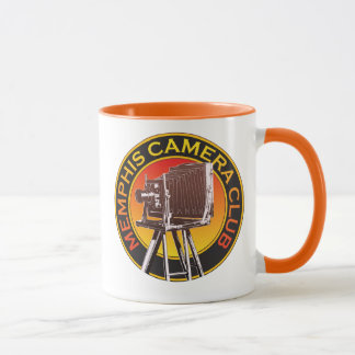 Logo orange d'appareil-photo de vue tasse de