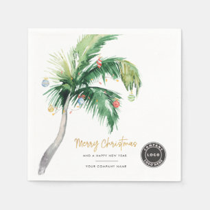 Logo-Palme für Geschäftsleute Frohe Weihnachtszeit Serviette