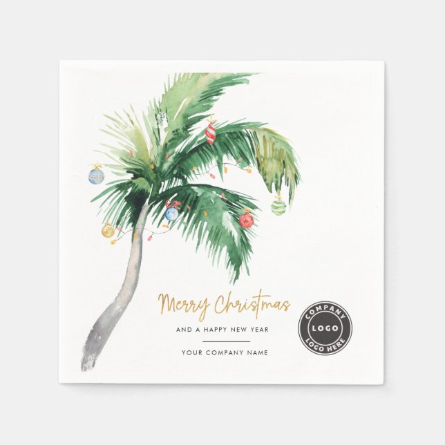 Logo-Palme für Geschäftsleute Frohe Weihnachtszeit Serviette (Vorderseite)