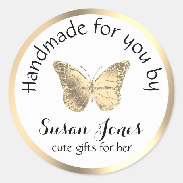 logo papillon d'entreprise autocollant rond classi (Devant)