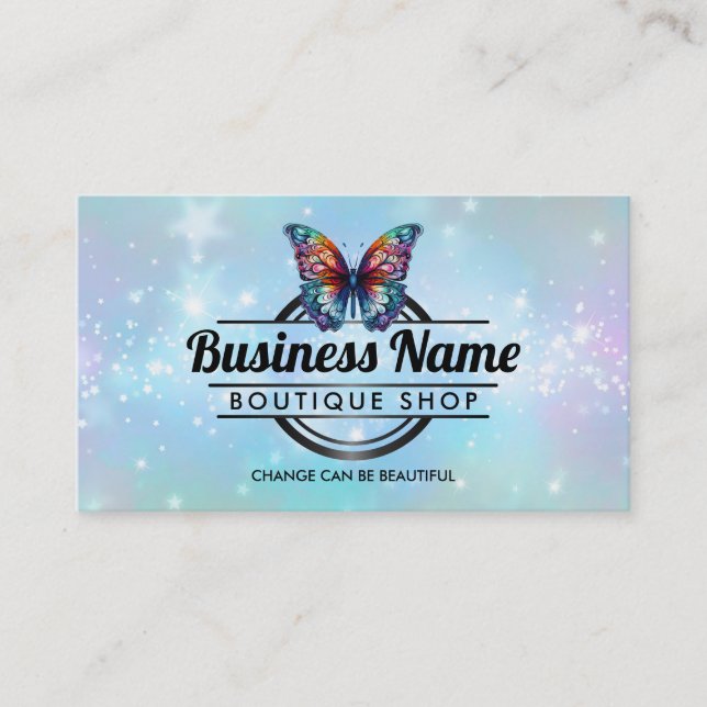 Logo Papillon personnalisable cartes de visite ros (Devant)