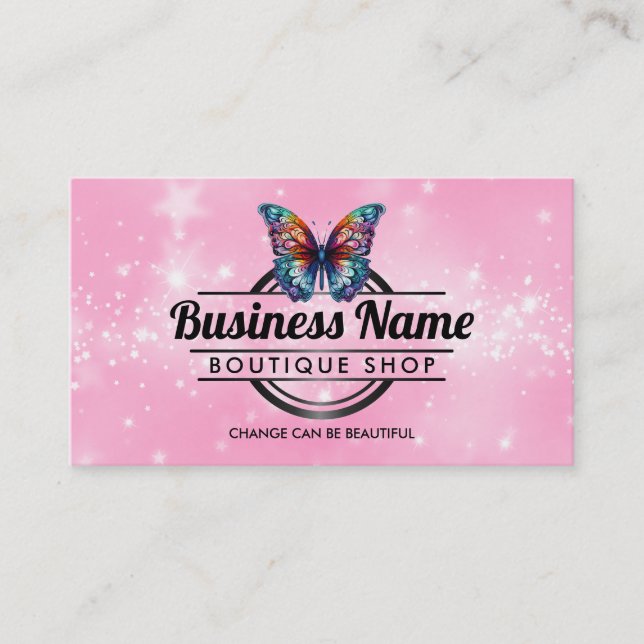 Logo Papillon personnalisable cartes de visite ros (Devant)