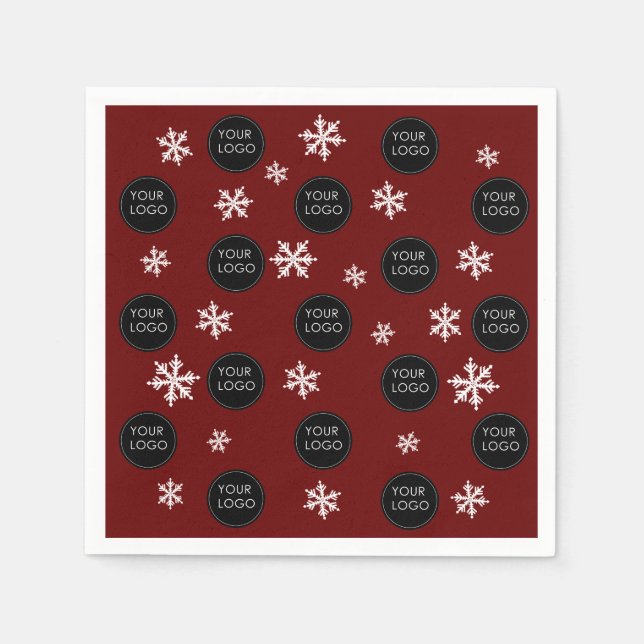 Logo Pattern Unternehmen Weihnachtsschneeflocken Serviette (Vorderseite)