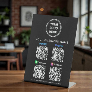 Logo Paypal Venmo CashApp Instagram QR-Code Schwar Sockelschild
