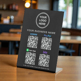 Logo Paypal Venmo CashApp Zelle QR Code Schwarz Sockelschild