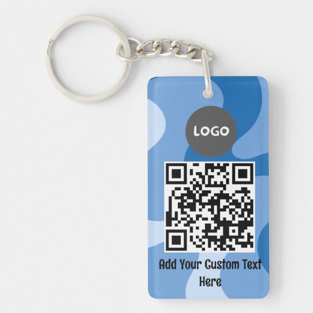 Logo personnalisé Blue Abstrait Wave & QR Business (Devant)