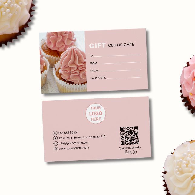 Logo Personnalisé Boulangerie photo Certificat cad (Custom Logo Photo Bakery Business Gift Certificate)