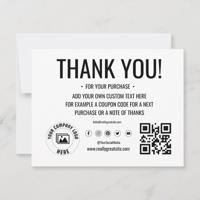 Logo personnalisé Carte de remerciements d'entrepr (Devant)