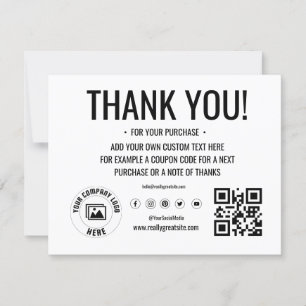 Logo personnalisé Carte de remerciements d'entrepr
