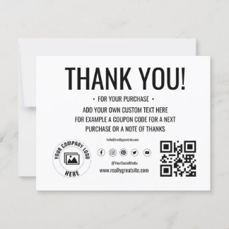 Logo personnalisé Carte de remerciements d'entrepr