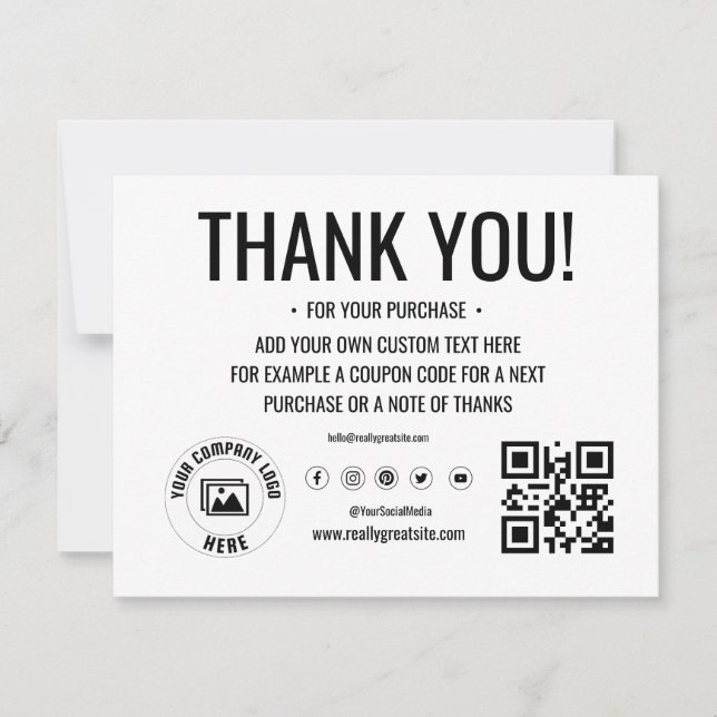 Logo personnalisé Carte de remerciements d'entrepr (Devant)