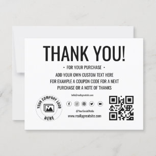 Logo personnalisé Carte de remerciements d'entrepr