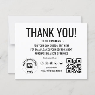 Logo personnalisé Carte de remerciements d'entrepr