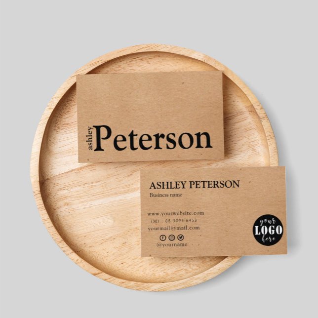 logo personnalisé Carte de visite papier kraft (Créateur téléchargé)
