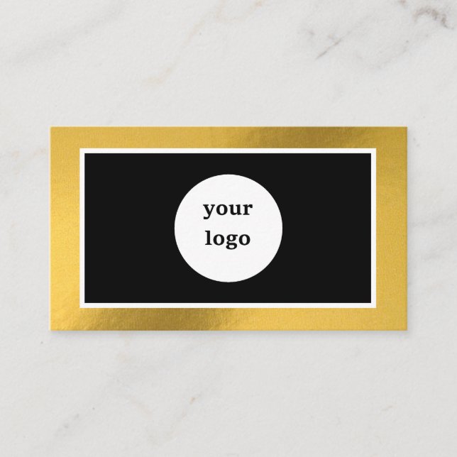 Logo personnalisé chic cadre or carte de visite mo (Devant)