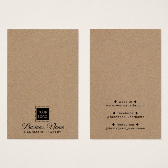 Logo Personnalisé Écran Rustique Kraft Bijoux d'or (Devant & derrière)