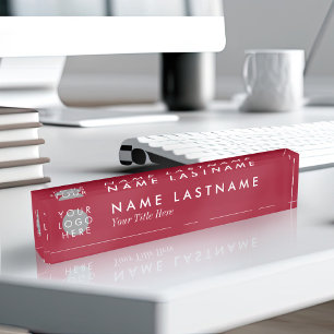 Logo personnalisé Elegant Burgundy Red Desk Plaque