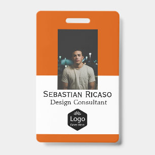 Logo personnalisé Entreprise Badge Orange Blanc pe