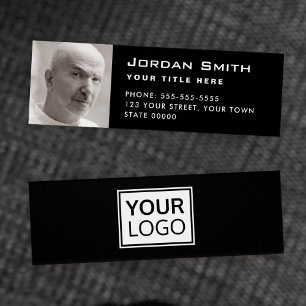 Logo personnalisé et photo noir Mini Carte de visi