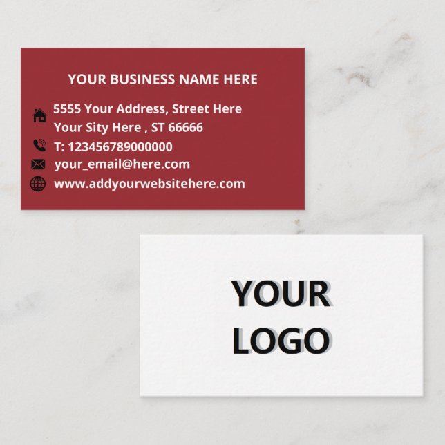 Logo personnalisé et texte votre propre Carte de v (Devant / Derrière)
