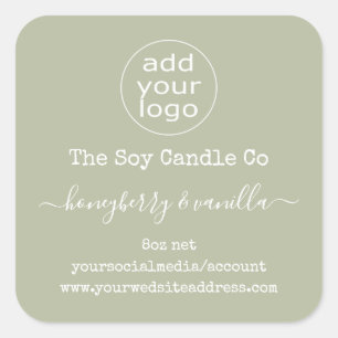 Logo personnalisé étiquette de bougie sur sauge ve