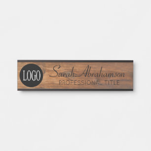 Logo Personnalisé Faux Bois Grain Nom Plaque