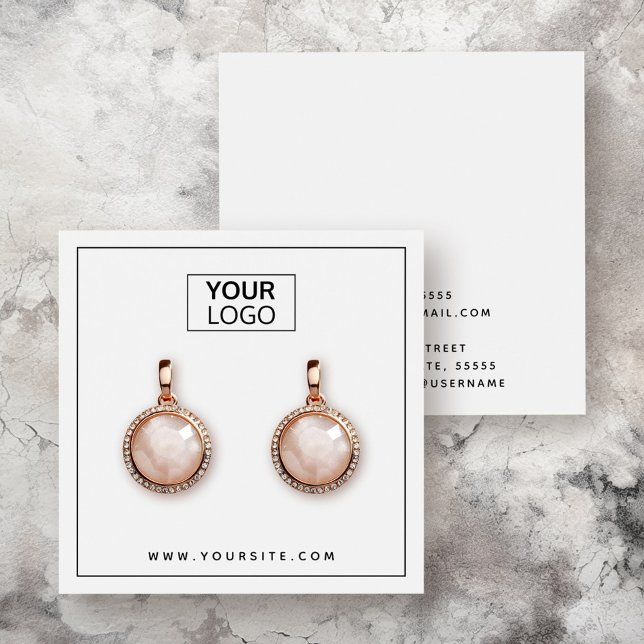 Logo personnalisé mince bordure noire carte d'affi (Custom logo thin black border earring display card)