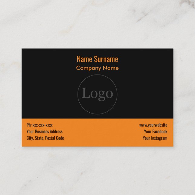 Logo personnalisé moderne & Carte de visite orange (Devant)