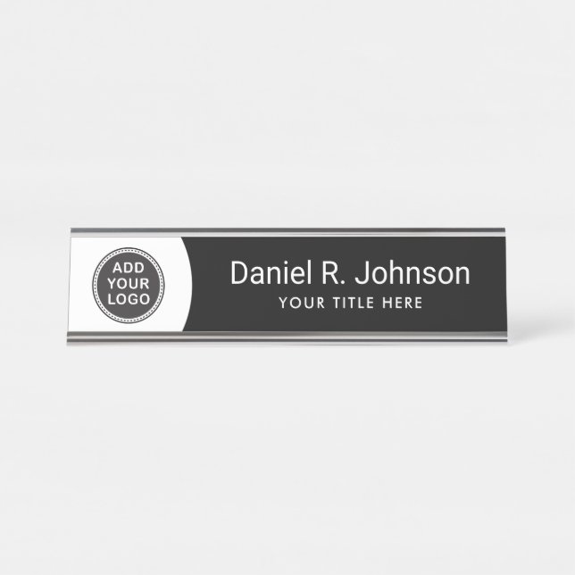 Logo personnalisé moderne noir et blanc plaque de  (Devant)