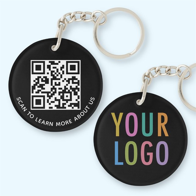Logo personnalisé Porte - clé de code QR noir rond (MISOOK Round Black Acrylic QR Code Keychain with Logo)