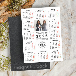 Logo Photo Clean White Calendar 2026 Carte magnéti