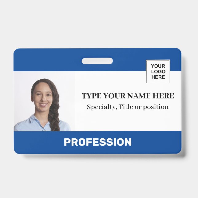 Logo Photo Code Nom | Badge Employé Personnalisé (Avant)