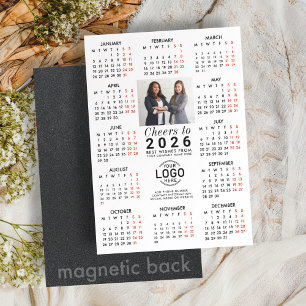 Logo Photo Info Calendrier Blanc 2026 Carte Magnét
