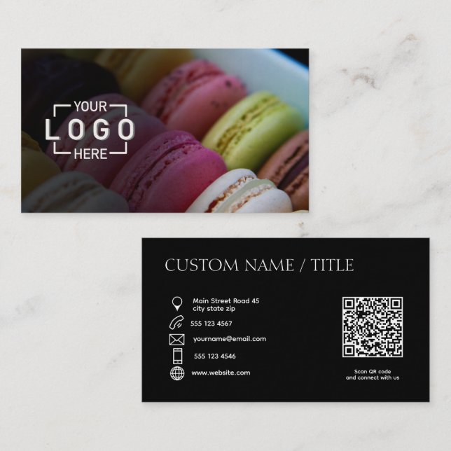 Logo photo personnalisée Code QR Carte de visite (Devant / Derrière)