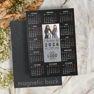 Logo Photo Sleek Black Calendar 2026 Carte magnéti