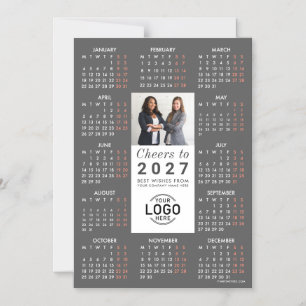 Logo Photo Sleek Grey Calendar 2026 Carte magnétiq