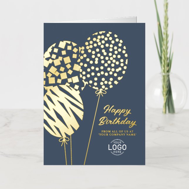 Logo Playful Balloons Dusty Blue Business Birthday (Vorderseite)