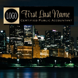 Logo Porte de bureau noir et or Signes Nom Plaque