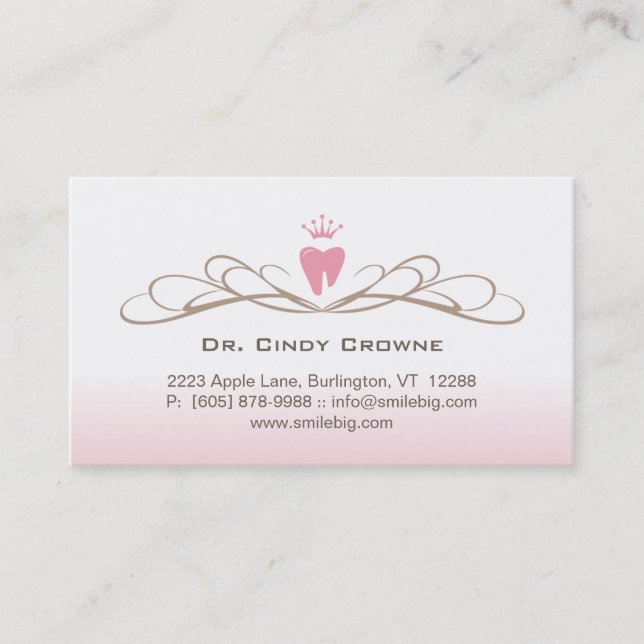 Logo pour dent Carte de visite dentaire rose Brown (Devant)